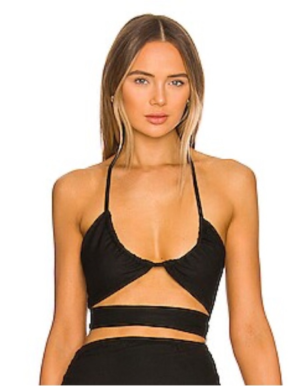 OW Collection Linen Blend Black Crete Top. NWT. Size Medium.